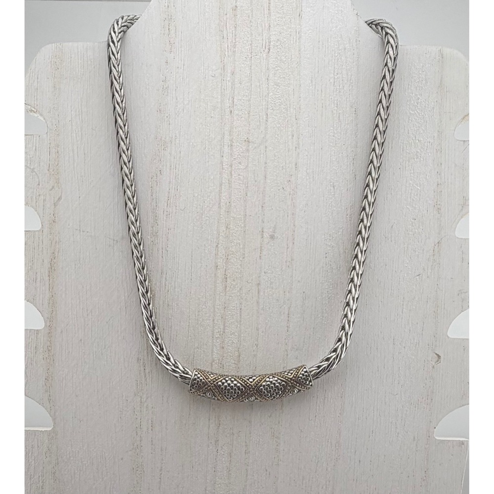 Premier Designs Choker Necklace Silver Gold Two Tone Magnetic Bar Pendant